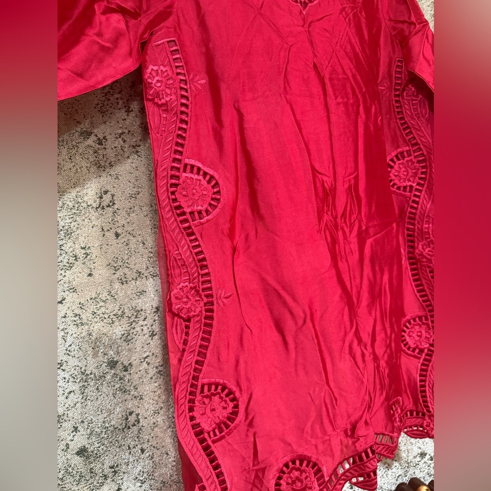Elegant Red Designer Indian Pakistani Dress With … - image 3